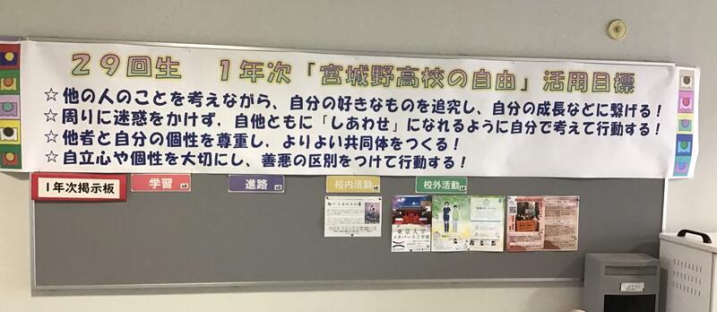 1年次の廊下に掲示してあります。